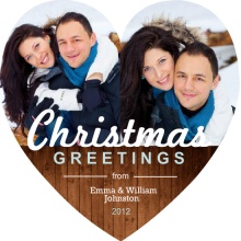 Xmas Greetings Heart Shaped Christmas Card