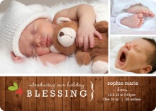 Rustic Blessings Holiday Photo Birth Announcement