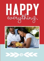 Happy Everything Red and Blue Photo Birth Announcement