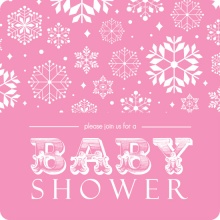 Bright Pink Baby Snow Shower Invitation