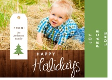 Evergreen Rustic Wood Grain Holiday Cards
