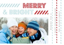 Modern Red and Blue Stripes  Holiday Booklet Card