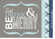 Blue and Gray Modern Gingham Holiday Party Invite