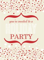 Red and White Cheerful Bubbles Holiday Party Invite