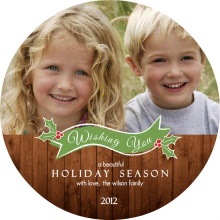 Rustic Holly Christmas Photo Card