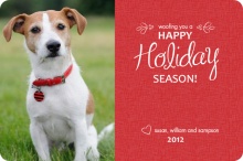 Red Linen Christmas Photo Card
