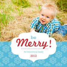 Retro Blue Photo Christmas Card