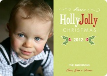 Green Holly Christmas Photo Card
