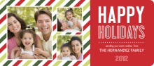 Happy Holidays Festive Stripes Photo Card