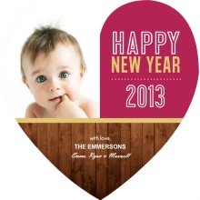 Rustic Heart Shaped New Years Photo Card
