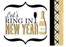 Black and Gold Modern New Years Invite