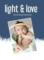 Blue Snowflakes Trifold Hanukkah Photo Card