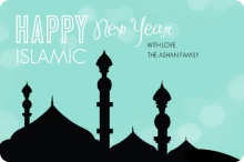 Turquoise & Black Islamic New Year Card