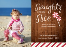 Woodgrain Naughty or Nice Holiday Card