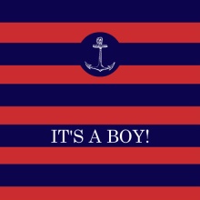 Nautical Navy & Red Stripes Baby Boy Shower Invite