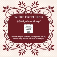 Maroon and Polka Dots Photo Pregnancy Announcement