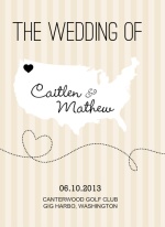 Cream And Black United States Map Small  Wedding Program 