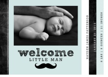 Boy Baby Annoucement Mustache Chalkboard and Blue Booklet