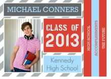 Graduation Announcement Red and Blue Striped Booklet