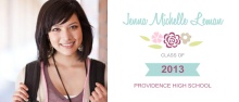 Graduation Announcment Blue and Pink Floral