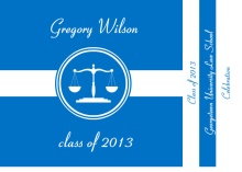 Graduation Invitation Blue and White Lawyer Booklet