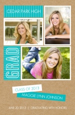 Graduation Announcement Turquoise Modern Kraft