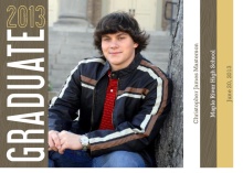 Graduation Invitation Brown and Gold Wood Grain