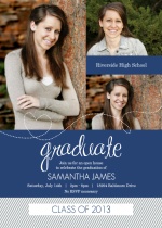 Graduation Invitation Blue Whimsical Heart and Stripes