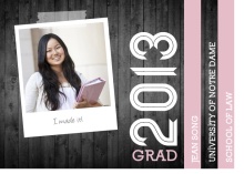 Graduation Invitation Gray Woodgrain and Pink Photo Booklet