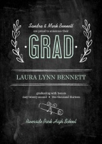 Graduation Announcement Chalkboard Mint Green Floral