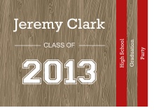 Graduation Invitation Red and Wood Grain