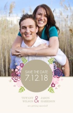 Pink Flowers  Save The Date Announcement