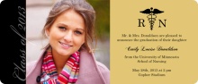 Nursing School Graduation Announcement Gold and Black