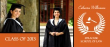Graduation Announcement Orange and White Laurel Wreath 