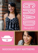 Graduation Announcement Kraft Paper Pink and White