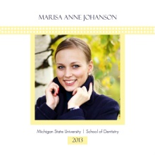 Graduation Invitation Navy and Yellow Plaid Dental