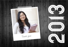 Graduation Invitation Gray Woodgrain and Pink Photo  Thank You