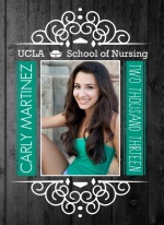 Graduation Announcement Gray Woodgrain Flourish