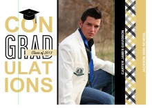 Graduation Invitation Black and Gold Gingham