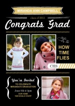 Graduation Invitation Gold and Black Modern Accents