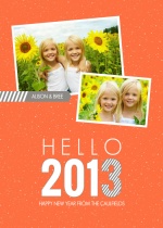 Gray and Orange Hello 2013 New Years Card
