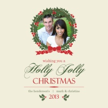Red Holly Jolly Wreath Christmas Photo Card