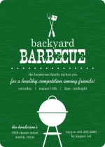 Green Backyard Woodgrain BBQ Invite