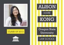 Law School Graduation Invitation Gray and Yellow Stripes