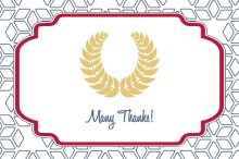 Graduate School Announcement Blue and Gold Laurel Wreath 