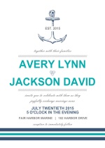 Anchor Navy and Teal  Wedding Invitation