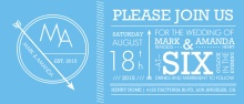 Modern Geometric Lines Blue and White  Wedding Invitation