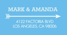 Modern Geometric Lines Blue and White  Address Label