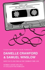 Pink and Gray Mixed Tape  Wedding Invitation