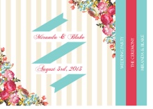 Floral Tan Stripes Wedding  Program Booklet